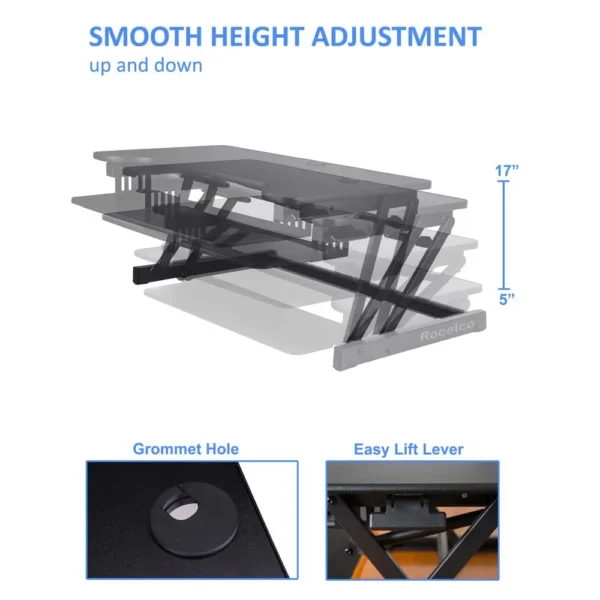 Rocelco 37.5" Deluxe Height Adjustable Standing Desk - Image 4