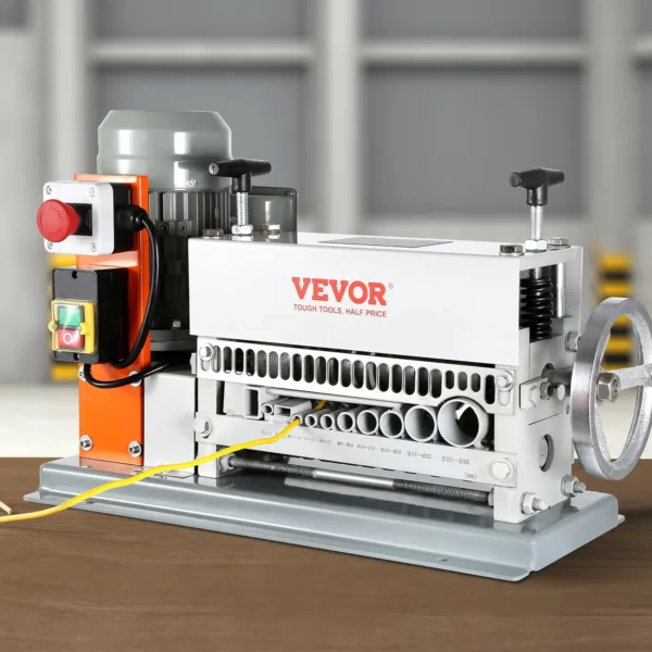 VEVOR Automatic Wire Stripping Machine, 0.06''-1.42'' Electric Motorized Cable Stripper, 370 W, 88 ft/min Wire Peeler with An Extra Manual Crank, 11 Channels for Scrap Copper Recycling - Image 8