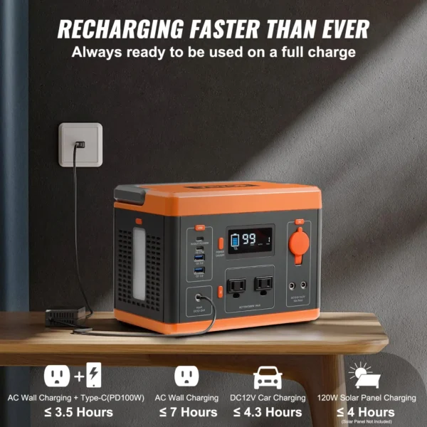 VEVOR Portable Power Station Solar Generator 296Wh 300W Backup Lithium Battery - Image 4