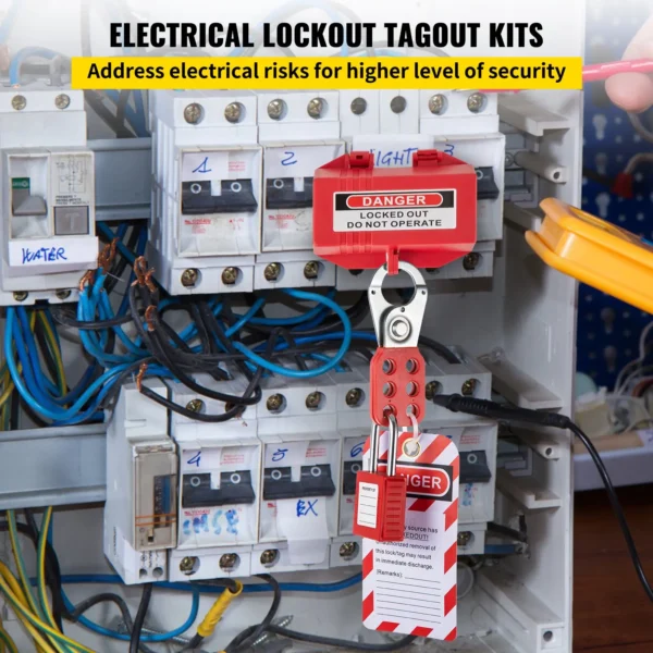 VEVOR 42 PCS Lockout Tagout Kits, Electrical Safety Loto Kit Includes Padlocks, 5 Kinds of Lockouts, Hasps, Tags & Ties, Box, Lockout Safety Tools for Electrical Risk Removal in Industrial, Machinery