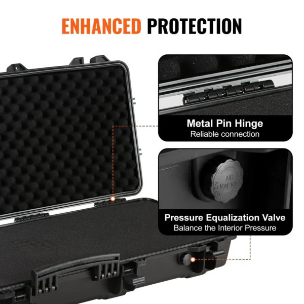 VEVOR Tactical Range Case, Outdoor Tactical Hard Case with 3 Layers Fully-protective Foams, 42 inch lockable Hard Tactical Range Case with Wheels, IP67 Waterproof & Crushproof - Image 4