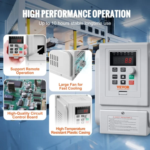 VEVOR VFD 2.2KW 10A 3HP Variable Frequency Drive for 3-Phase Motor Speed Control - Image 4