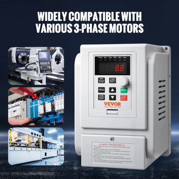 VEVOR VFD 2.2KW 10A 3HP Variable Frequency Drive for 3-Phase Motor Speed Control - Image 5