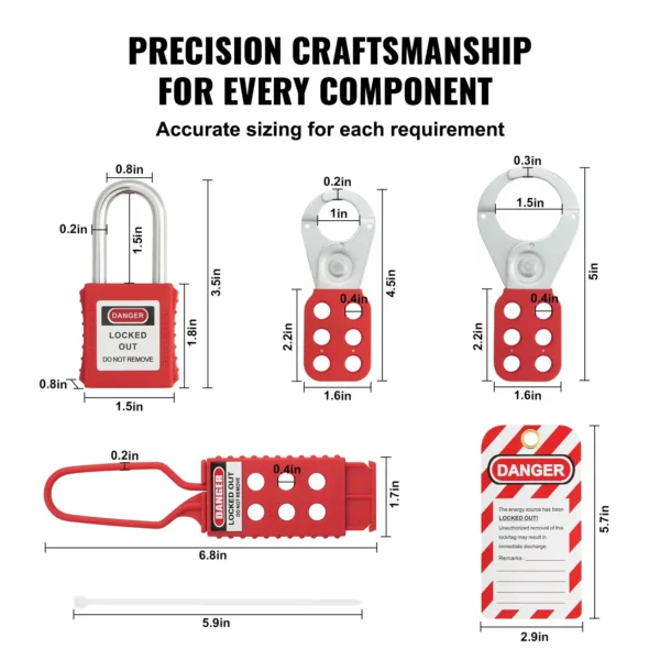 VEVOR Electrical Lockout Tagout Kit, 47 PCS Safety Loto Kit Includes Padlocks, Hasps, Tags, Nylon Ties, Plug Lockouts, Circuit Breaker Lockouts, and Carrying Bag, for Industrial, Electric Power - Image 3