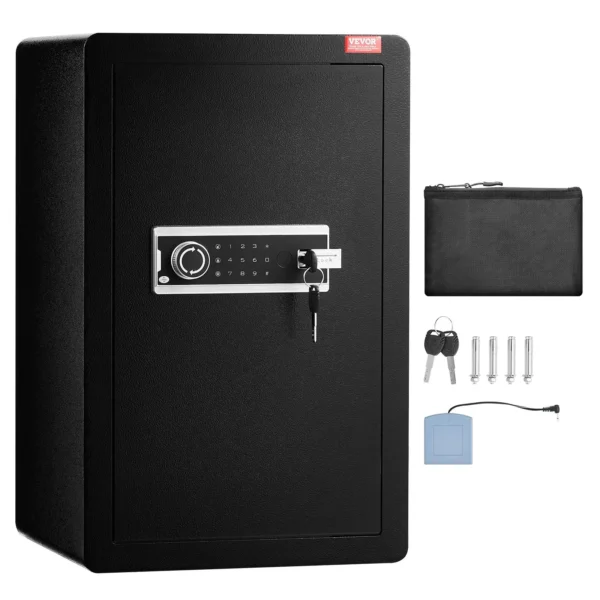 VEVOR Single Door 3.5 cu.ft Safe Box with Key Lock & Password LED Light Black,organize cash, passports, jewelry, gold, watches and documents - Image 8