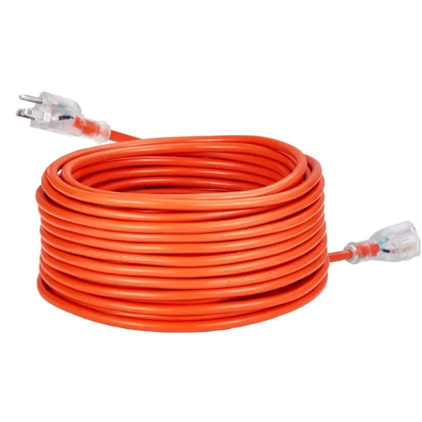 100FT Heavy Duty Extension Cord 16AWG 10A 1250W 3 Prongs with Lighted End - Image 8